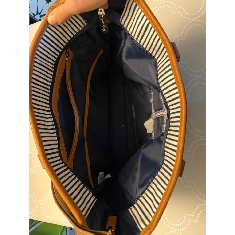 Thirty One Around Town Tote Nautical Anchor Striped Canvas Bag Large - Picture 8 of 15